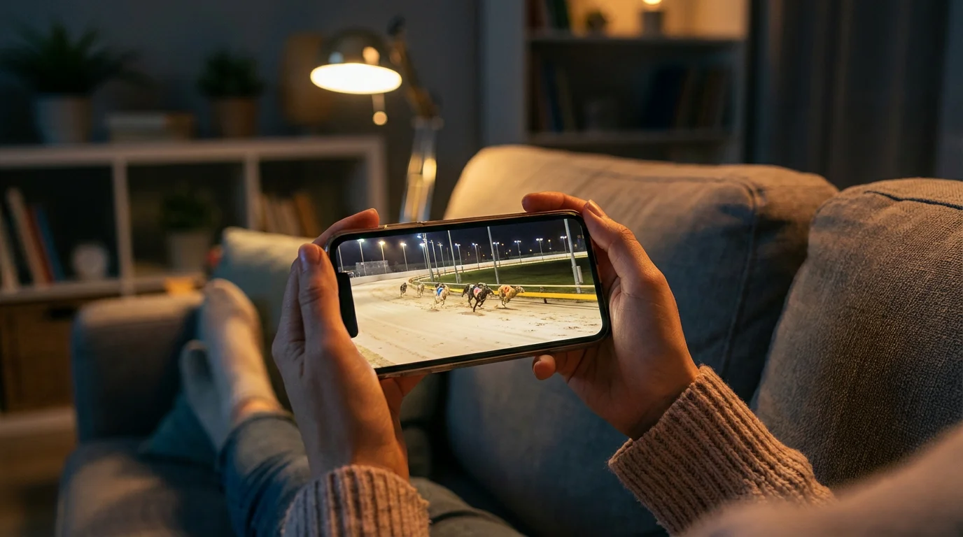 Watching live greyhound racing on a mobile phone